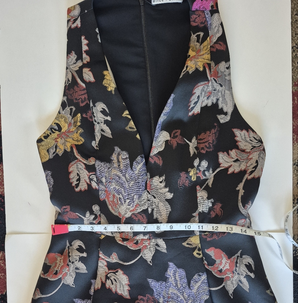 NWT $440 Alice + Olivia Dress Mollie Black Floral Box Pleat Brocade Size 12 - Picture 12 of 13